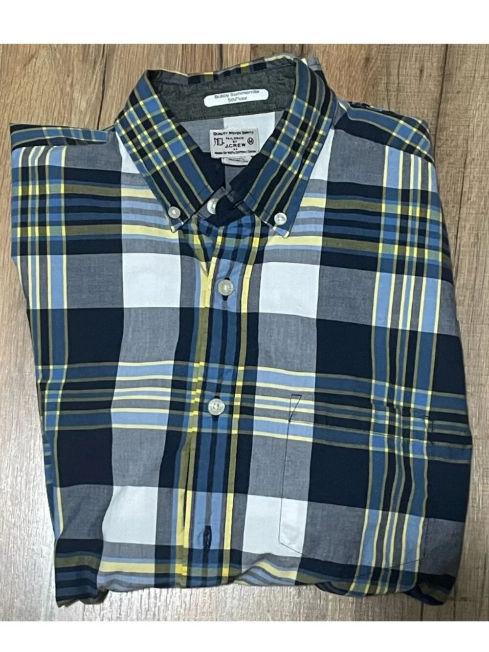Vintage J.Crew Men’s M Plaid Cotton Button Down Shirt Made Mauritius